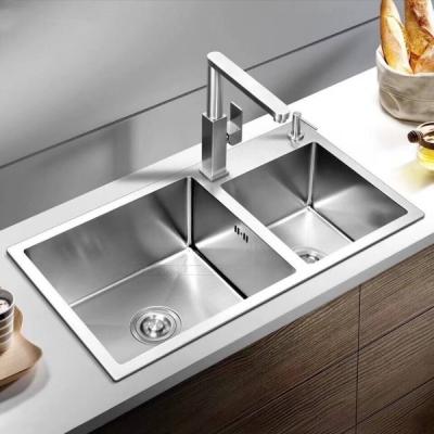 Chậu rửa bát 2 hố lệch GROVES sus 304 (8245 và 7843)