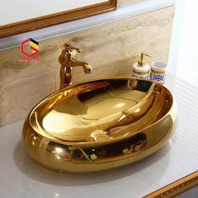 Chậu lavabo mạ vàng Elip đặt bàn GROVES GLV065V (600x400x150)
