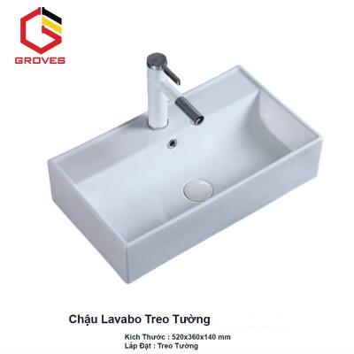 CHẬU LAVABO TREO TƯỜNG cỡ nhỏ 52x36 cm (8175 treo và để bàn)