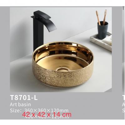 CHẬU TRÒN MẠ VÀNG NGHỆ THUẬT GRL T8701-L