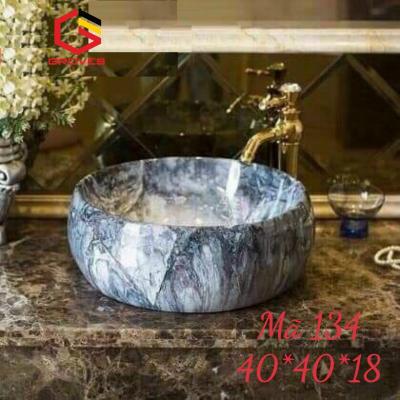 Chậu rửa mặt, Lavabo dương bàn men ngọc xanh đá D40 cm