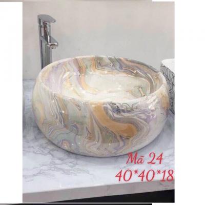 Chậu tròn bảy màu vân đá GRL 24