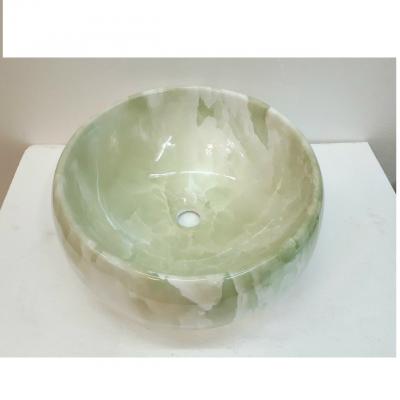 Lavabo sứ nghệ thuật vân đá tròn xanh GRL VD02