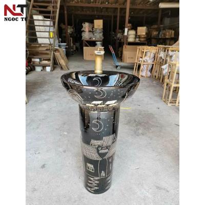 CHẬU LAVABO NGHỆ THUẬT TRÒN CÓ CHÂN ĐỨNG - GỐM SỨ TÂN CỔ ĐIỂN