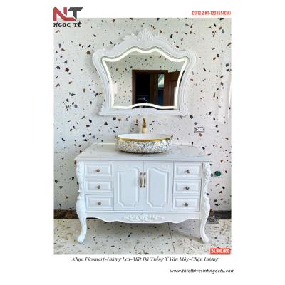 Bộ Tủ Chậu Lavabo Tân Cổ Điển CD-12-2 – Vẻ Đẹp Tinh Khôi, Sang Trọng và Cuốn Hút