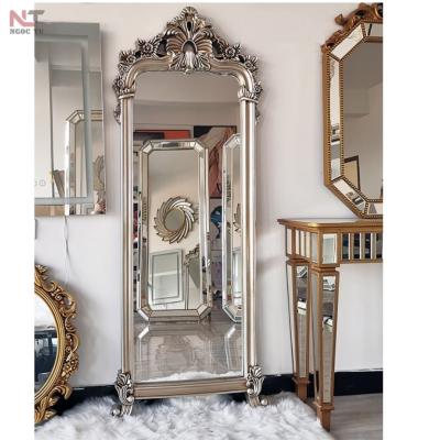 Gương toàn thân cổ điển PU892A, màu bạc cổ, KT 69*168 cm