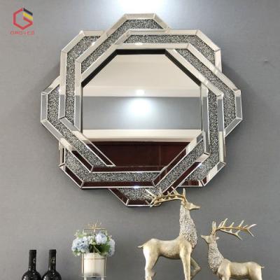 Gương trang trí phong cách Châu Âu viền pha lê G_PU986, Kích thước 90*90 cm